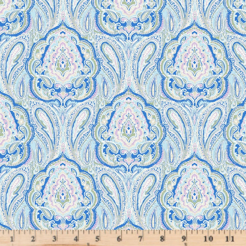New Traditional Arabella Cobalt PWLA003 Floral 100%Cotton By Half Yard Cont Cuts Flowering Plants