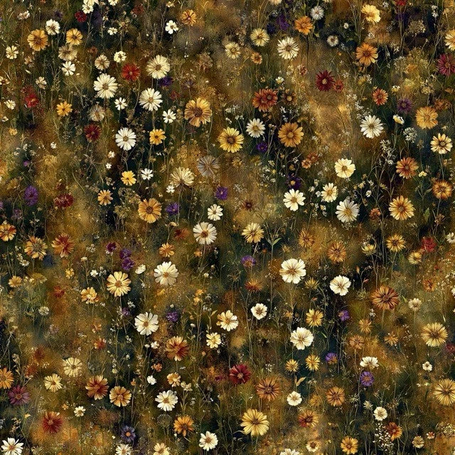Yard ~ Wildflower Meadow Rustic Sunset Floral, $3.99 Ships ANY Amount Of Fabric Flowering Plants