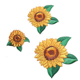 New 3 sizes Sunflower Flower Yellow Self Adhesive Embroidered Iron On Patch Sunflower
