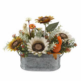 Flora Bunda Artificial Flowers 10" Sunflowers & Pumpkins Mix in TIN Sunflower