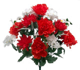 Red And White Mums,Hydrangeas And Mums Bouquet Artificial Flower Hydrangea