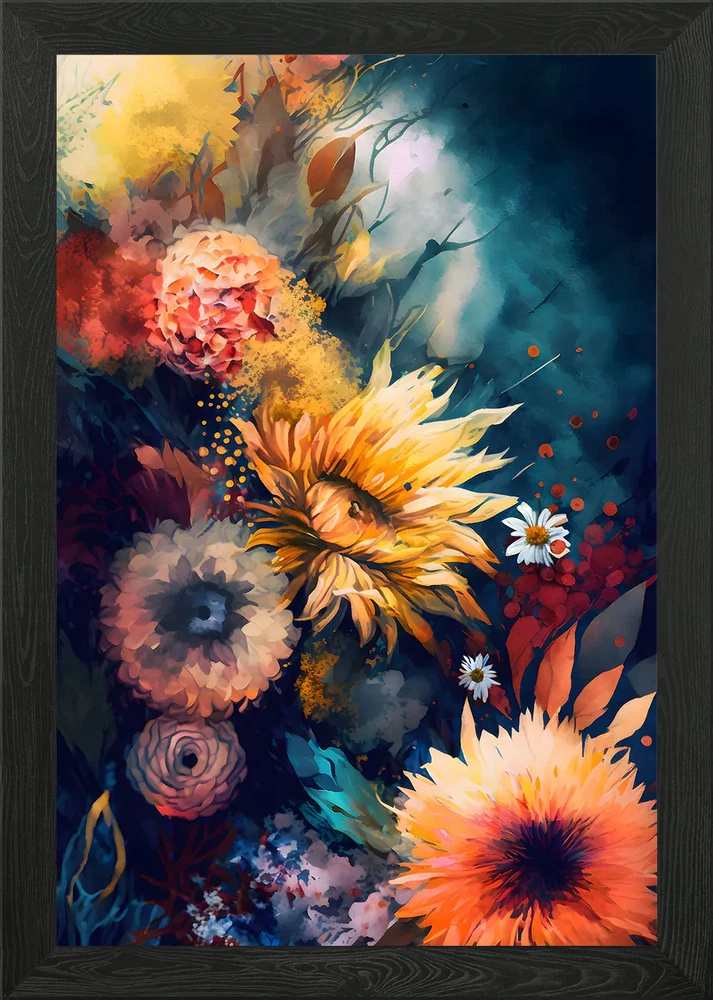 Flowers Sunflower Art Framed Wall Art Poster Canvas Print Picture Sunflower
