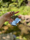 Lily Of The Valley Blue, Handmade Cute New Crochet Flower Charm Keychain Lily