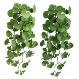Fake Hanging Plants 2PCS, Artificial Copper Coin Grass Plants Artificial Green Plant