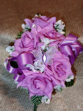 NEW 5" Artificial Fucsia/Purple Rose Wrist Corsage Tulle Butterfly Prom/Wedding Bouquet