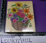 FLOWER BASKET LILIES SUNFLOWER ZINNIA RUBBER STAMPS HERO ARTS S1007 CREAKYATTI Sunflower