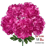 Artificial Peony Flowers Bouquet 15.7" Faux Silk Peonies Floral Hot Pink Bouquet