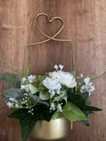 Decorating Artificial Flowers With Metalic Vase In Metal Iron Frame Heart Hydrangea