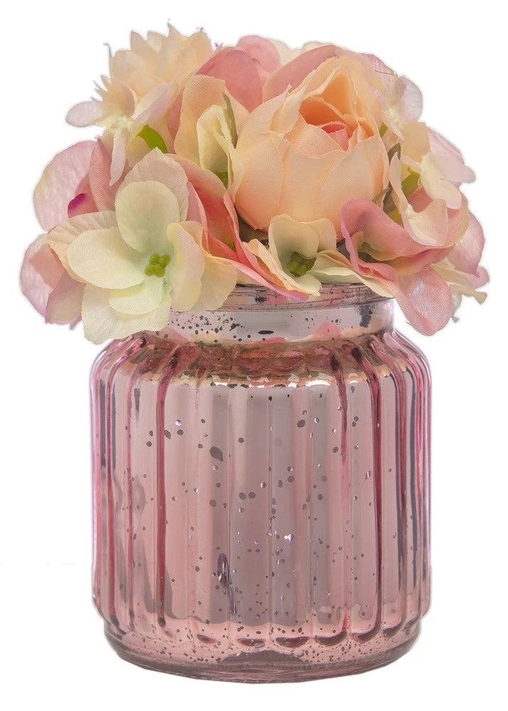 Ganz E9 Wedding Home Decor Peach Peony Antique Glass Arrangement 6in GF0032 Peony
