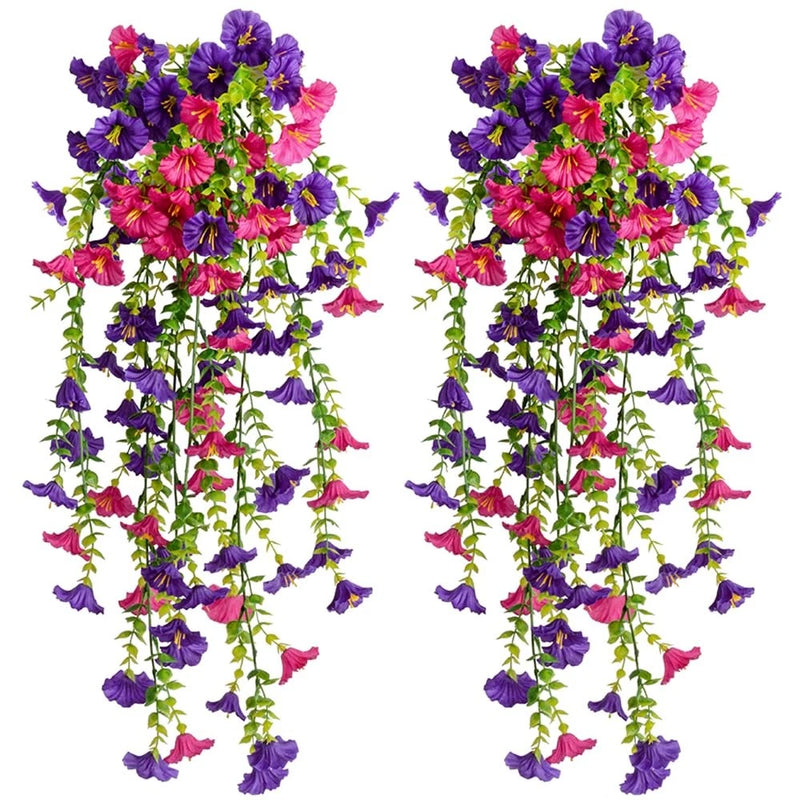 2PCS Artificial Hanging Flowers Fake Hanging Plants Violet Vines UV Resistant... Flowering Plants