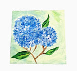 Original Vibrant Hydrangeas On 6 X 6 Acrylic Painting on Canvas In Blue Hues. Hydrangea