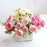 2 Bunches 9 Heads Artificial Silk Peony Rose Flower Fake Bouquet DIY Home Decor Peony