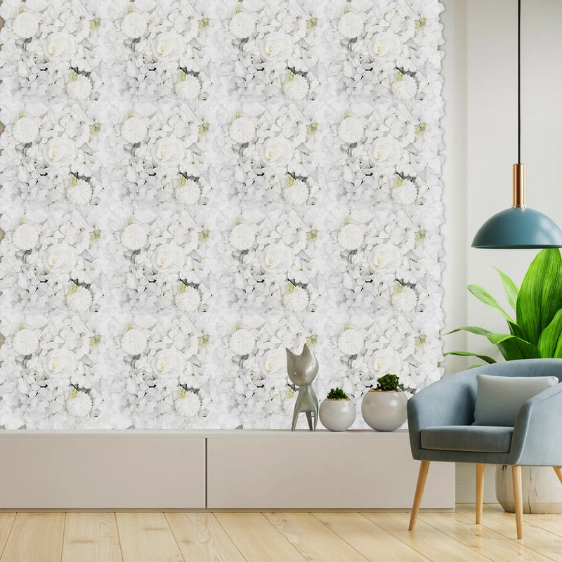 16pcs Artificial Flower Wall Panel Rose Hydrangea Wedding Party Venue Decoration Hydrangea