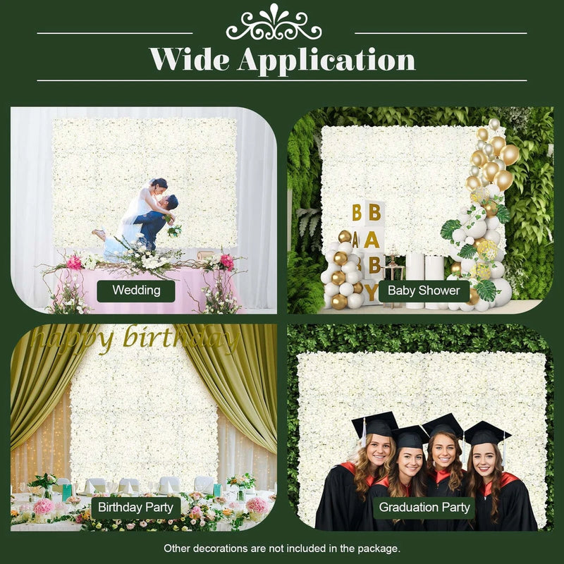 20 PCS Silk Artificial Hydrangea Flower Wall Board Wedding Background Pad White Hydrangea