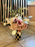 McKenzie Child INSPIRED Pink Peony Arrangement 16Ó Handpainted Pot Peony