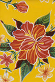 Oilcloth Fabric Tropical Hibiscus Yellow Pattern Sold in Yard or Bolt Flowering Plants