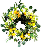 Lemon Hydrangea Wreath For Front Door Summer Lemon Floral Wreath 23" Hydrangea