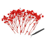 30 Pcs Dried Gypsophila Flower 4" Red Pressed Flowers with Tweezer Dried Flower