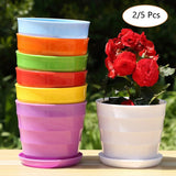5X Flowerpot Plastic Tray Flower Round Home Office Mini Useful Planter Garden Garden Plants