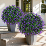 Artificial Topiary Boxwood Ball Trees 2 Pack Purple Lavender Shrubs HyeFlora Green Plant