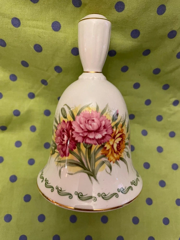 Queen's Rosina Fine Bone China Bell Flowers of Month January Carnations Perfect Carnation