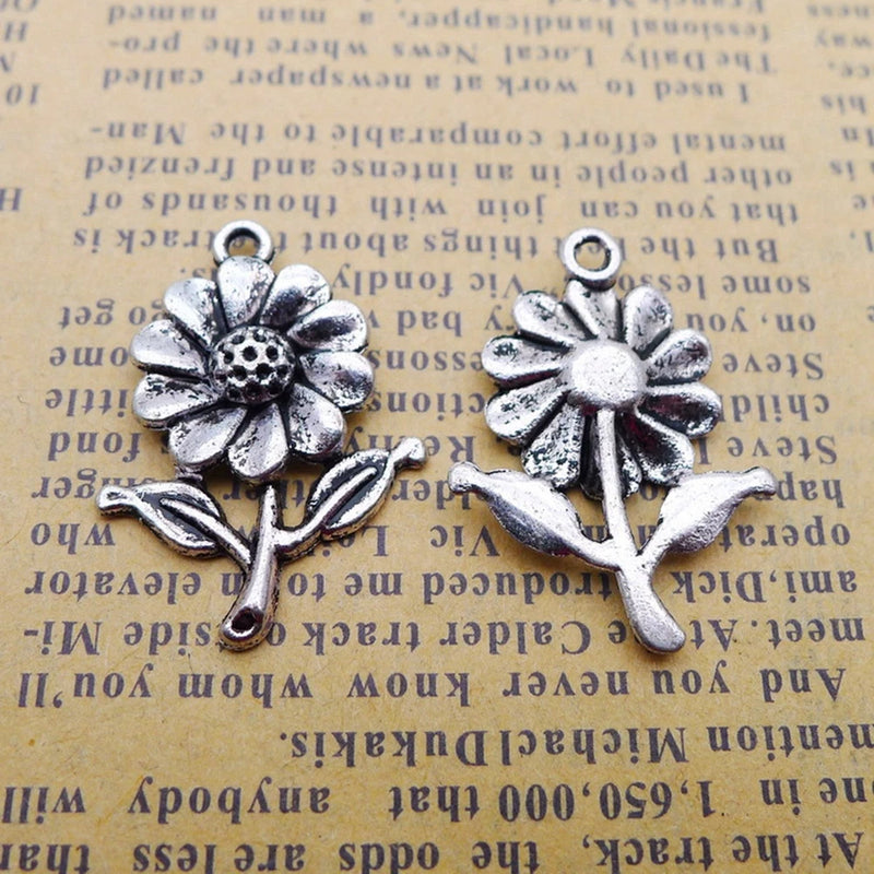 30PCS Red Copper Tone Alloy Flower Charm Pendant, Sunflower GGG08 Sunflower