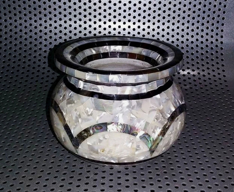 Marble Flower Vase Shiny Gemstone Overlay Work Garden Decor Plantter for Home Garden Plants
