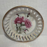 Ucagco Lusterware Flower of the Month January Carnation Mini Plate Tray Japan Carnation