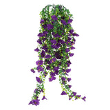 2 PCS Morning Glory Fake Hanging Flowers for Planter Indoor(Purple) Green Plant