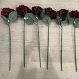 6 Ashland Burgundy Hydrangea Long Stem Realistic Floral Decor/Wedding/Home Vase Hydrangea
