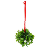 Xmas Kissing Ball Hanging Mistletoe Ornament Bulbs Elegant Decoration Household Green Plant