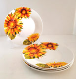 ROYAL NORFOLK 8Ó Sunflowers Salad/ Dessert/ Lunch/ Plates - Set of 4 Sunflower