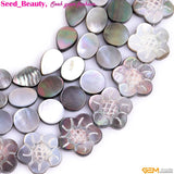 Genuine Natural Black Shell Flower Coin Shape Loose Bead For Jewelry Making 15" Sunflower
