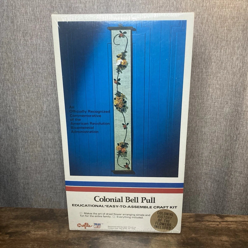 Colonial bell pull craft kit box with dried flower decoration, sealed, educational
