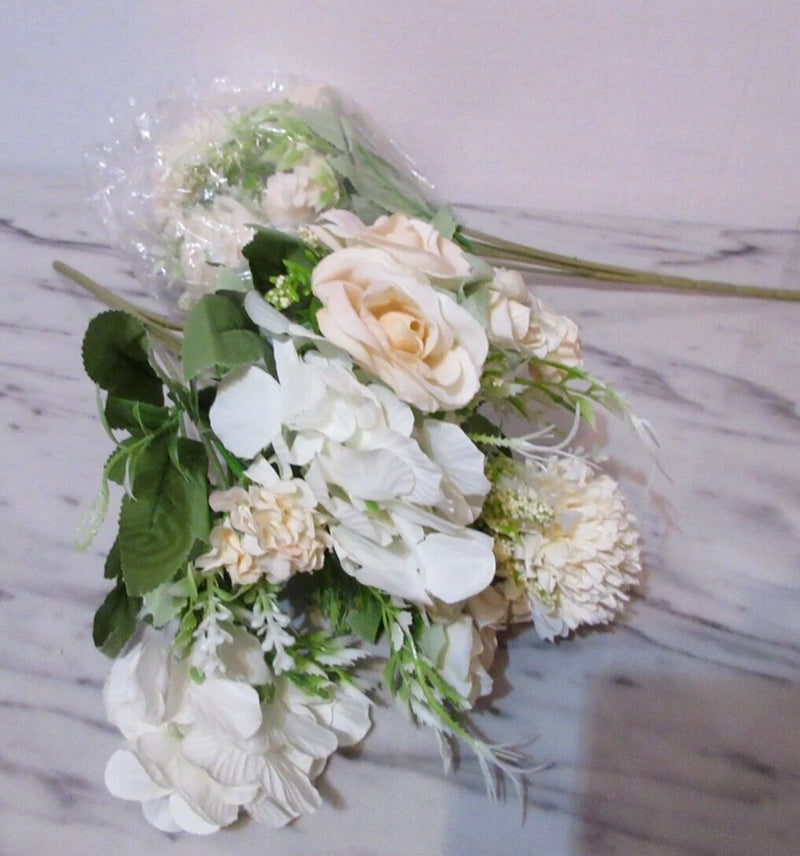 2 Pc 12" Artificial Hydrangea, Rose etc Mix Flower Floral Bouquet Bush Hydrangea