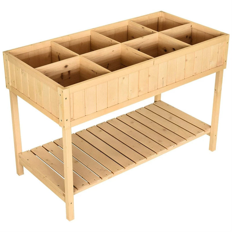 FarmHome 8 Grid Fir Wooden Raised Garden Planter Box Garden Plants