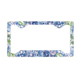 Blue Hydrangea Floral Metal License Plate Frame | Spring Flower Border Hydrangea
