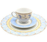 Heritage Mint Enchanted Garden 3 Piece Place Setting Blue Hydrangea Floral Gold Hydrangea