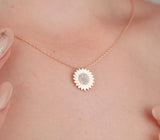 Gold Plated Sunflower Necklace, Sun Pendant, Everyday Jewelry, Flower Medallion Sunflower