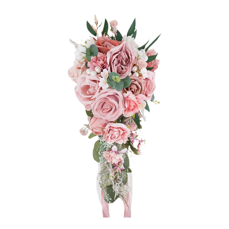 Romantic Tossing Bouquet Party Cascading Bridal Bouquet Rose Flowers Bunch Bouquet