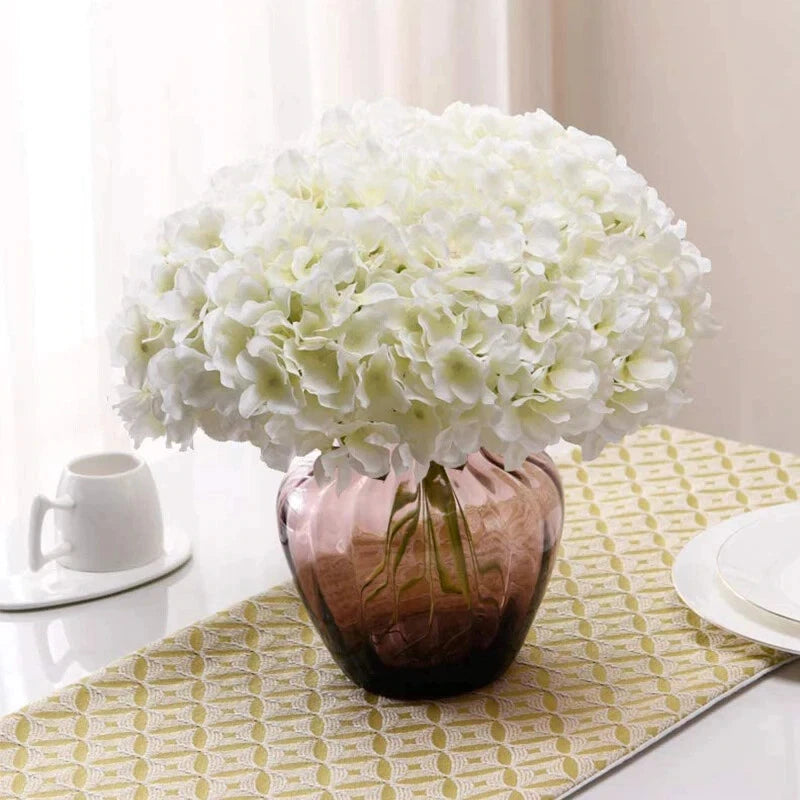10pcs Silk Hydrangea Flowers Artificial Flowers Heads with Stems For Home Decor Hydrangea