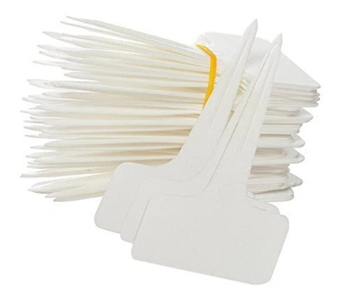 White plastic waterproof plant labels, blank tag set with curved corner tabs