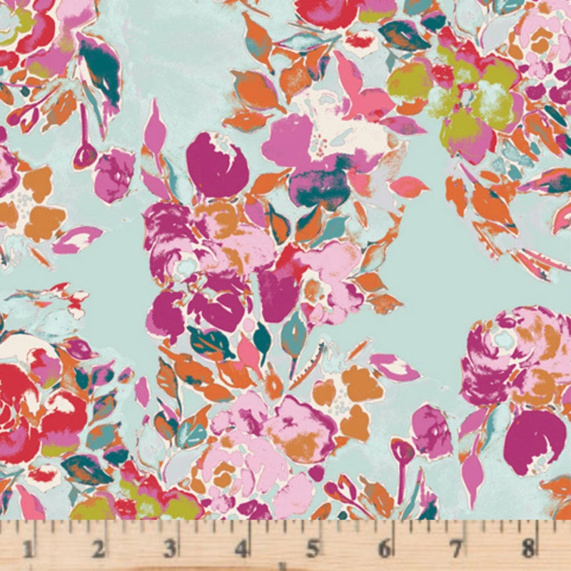 Bloomsbury Botanist's Poem Blue AGF 44721  100% Cotton Fabric half yd cont cuts Flowering Plants