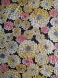 Fabric Country Polished Cotton Fabric Yellow Cream Red Mums Marigolds 18" x 21" Flowering Plants