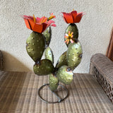 Handmade Metal 4 Sided Prickly Pear Cactus | Farmhouse Yard Art Garden Decor Garden Plants