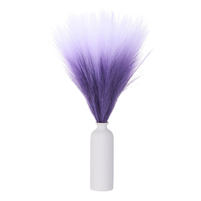 6 Pcs Faux Pampas Grass, 18 Inch Fluffy Pampas Grass Decor, Purple Gradient Pampas Grass