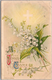 Winsch JOYOUS EASTER Embossed Postcard Lily of the Valley Flowers - 1911 Cancel Lily
