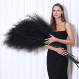 8 Pcs 45" Tall Faux Black Pampas Grass Decor - Large Artificial Pompous Stems Pampas Grass
