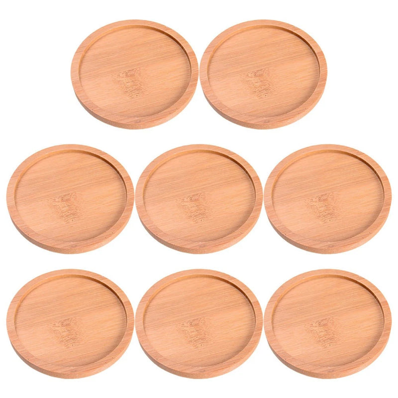 8 Pcs Bamboo Flower Pot Saucers Plant Trays for Garden And Indoor Garden Plants