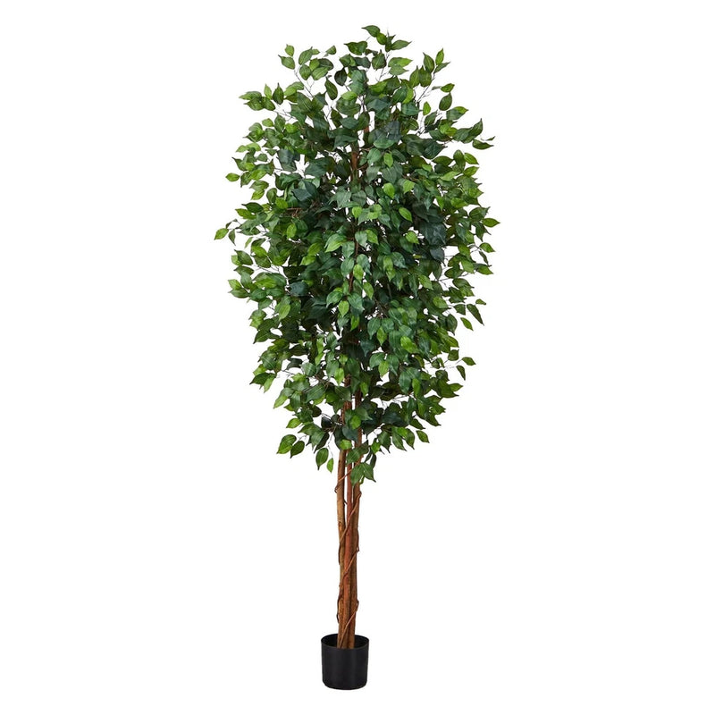 7Ft Green Artificial Ficus Tree Lifelike Home Decor Perfect Indoor Accent Green Plant